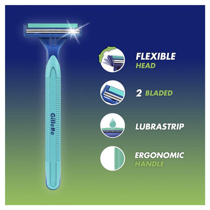 Gillette Blue II Plus Disposable Razors - 20 , 17+3 Blades, Aloe Lubrastrip