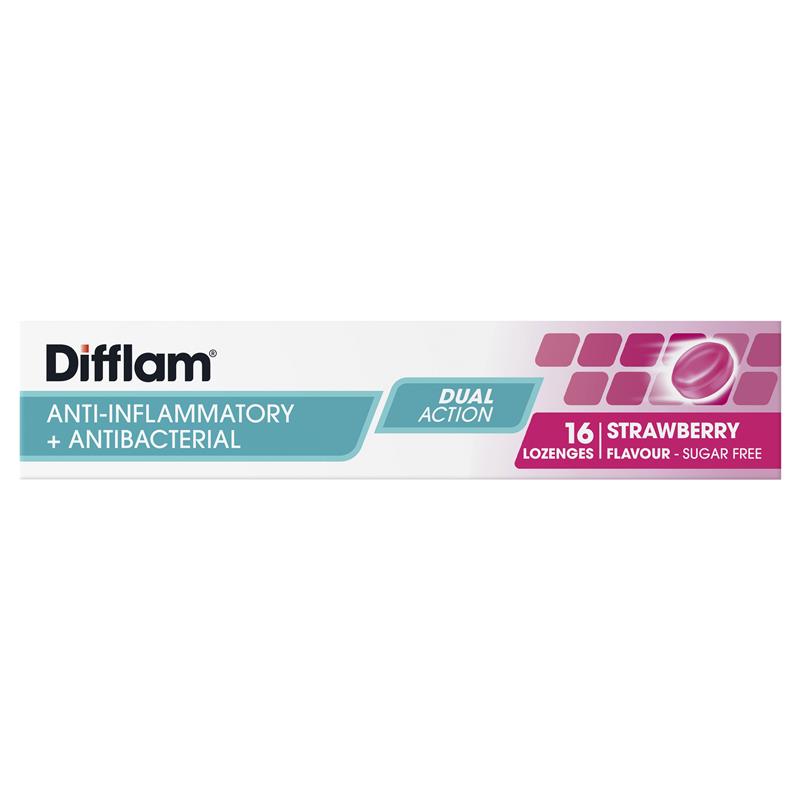 Difflam Sore Throat Lozenges - Sugar Free Strawberry (16 Lozenges)