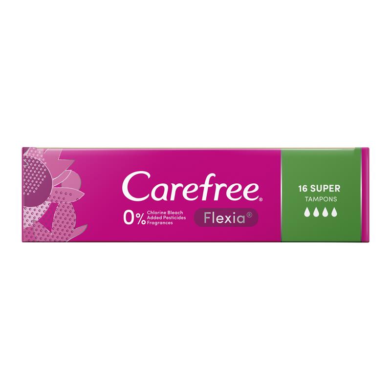 Carefree Flexia Super Fragrance-Free Tampons with Wings 16 Pack