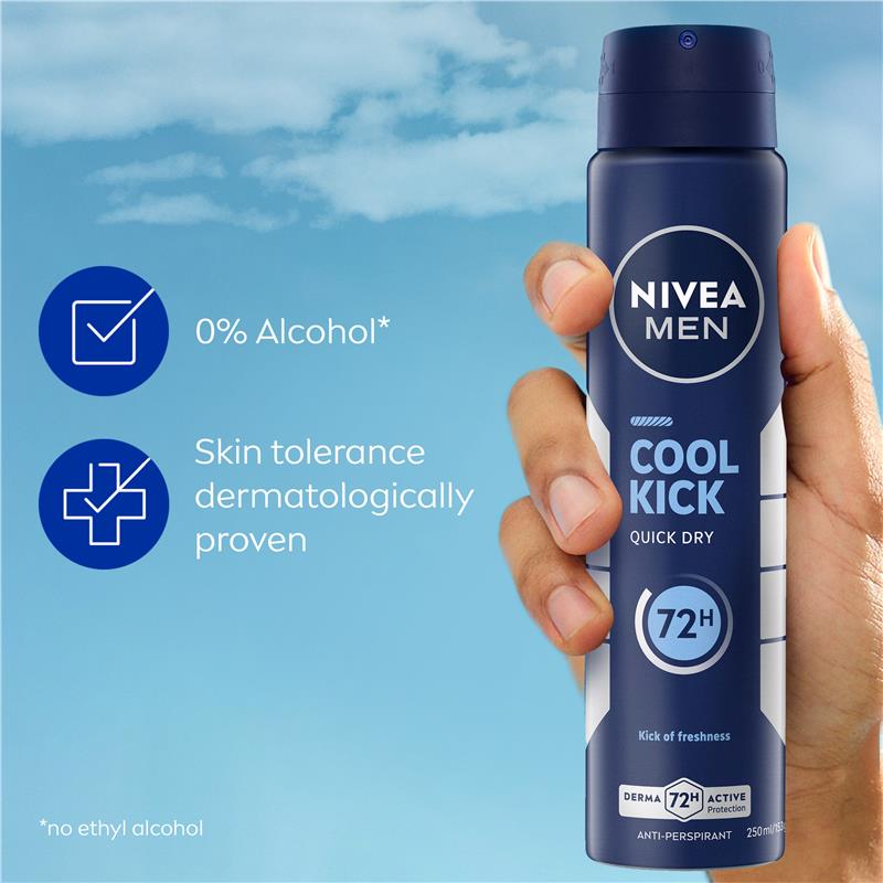 NIVEA MEN Cool Kick Aerosol Deodorant 72H Protection 250ml