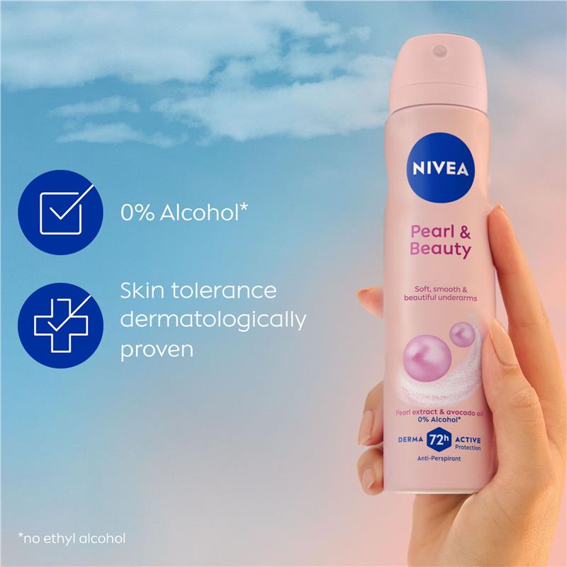 NIVEA Pearl & Beauty Aerosol Deodorant - 72H Protection - 150ml