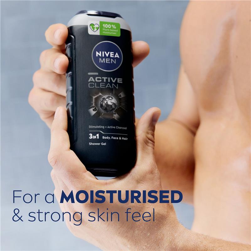 NIVEA MEN Active Clean 3-IN-1 Shower Gel Body Wash 500ml