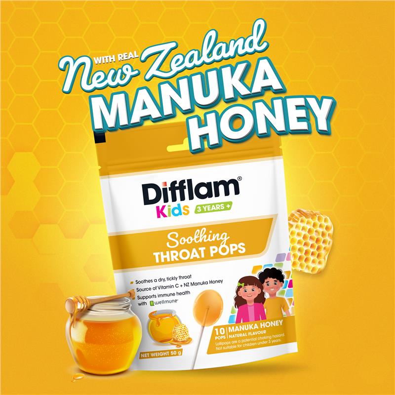 Difflam Soothing Throat Pops with Manuka Honey 10 Pack