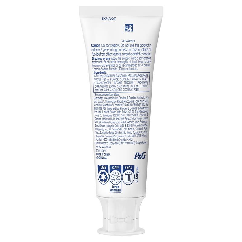 Oral-B 3D White Luxe Perfection Whitening Toothpaste 95g - Mint Flavor