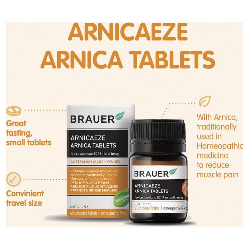 Brauer Arnicaeze 60 Tablets - Natural Muscle Pain Relief