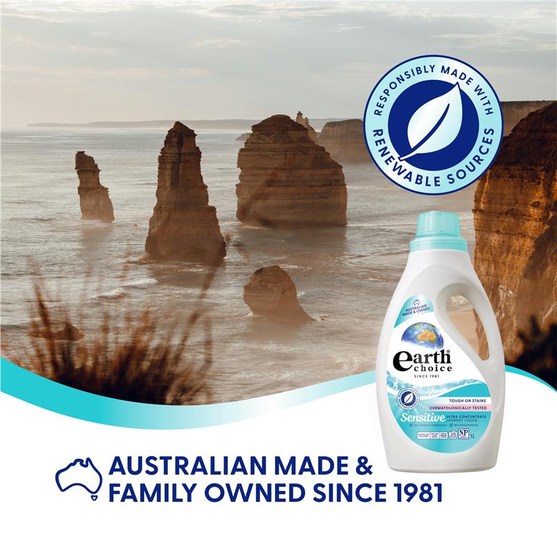 Earth Choice Laundry Liquid Ultra Concentrate Sensitive 1 Litre - Eco-Friendly Cleaning Power