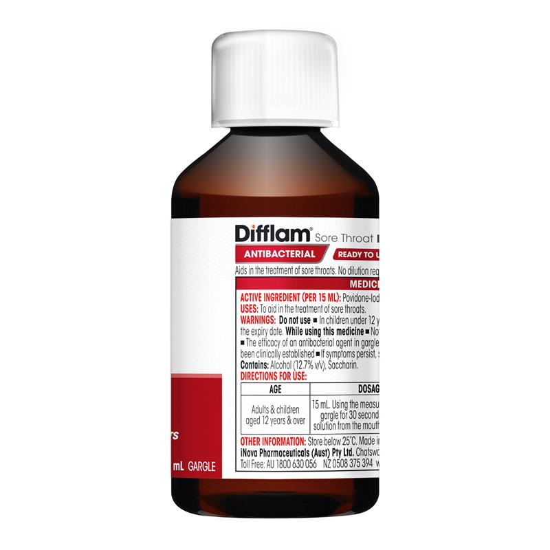 Difflam Plus Ready To Use Sore Throat Gargle - Mint Flavor 200ml