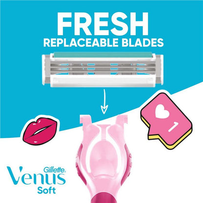 Gillette Simply Venus Hybrid Razor 4 Pack - Closer Shave with Less Nicks