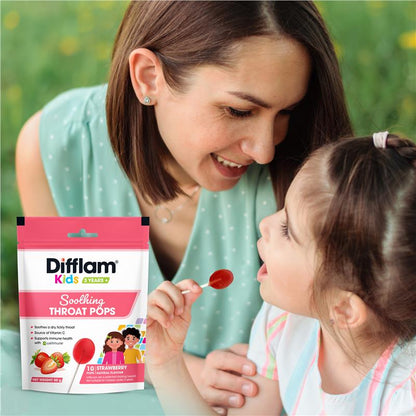 Difflam Soothing Throat Pops Strawberry 10 pack
