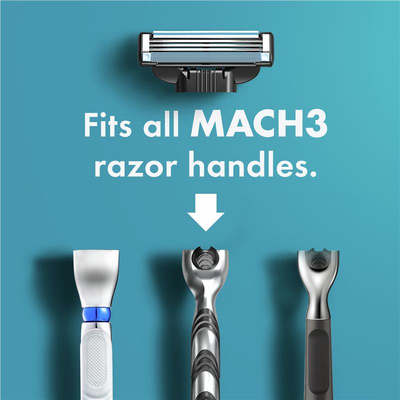 Gillette Mach3+ 8-Pack Replacement Cartridges – 3 Blades, Lubrication Strip, Fits All Mach3 Razors