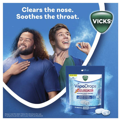 Vicks VapoDrops Xtra Strong Menthol Blast 30 Lozenges