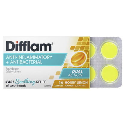 Difflam Sore Throat Lozenges - Sugar Free Honey and Lemon, 16 Count