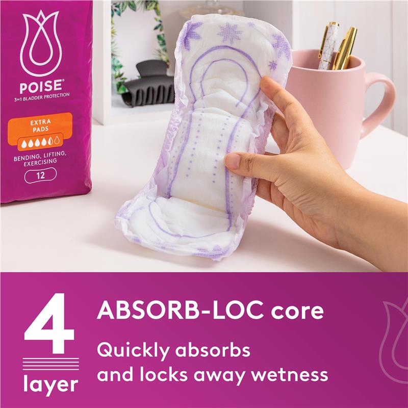 Poise Pads Extra Plus 10 Pack - Discreet Bladder Protection