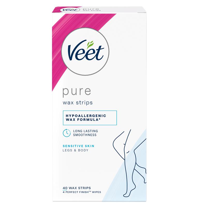 Veet Pure Cold Wax Strips for Legs - 40 Pack