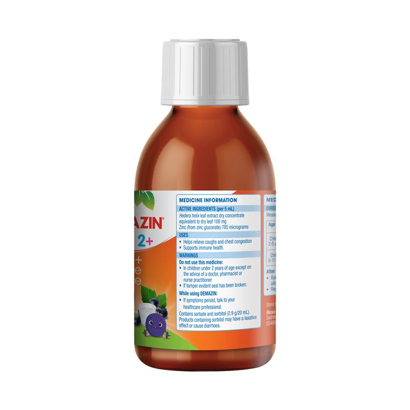 Demazin Kids 2+ Cough + Immune Defence 200ml - Natural Berry Flavor