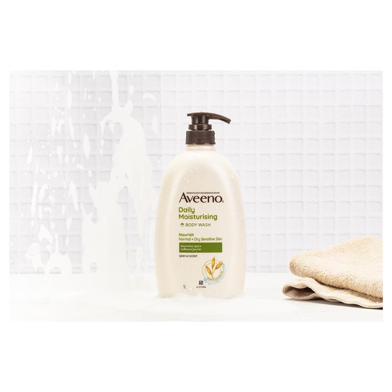 Aveeno Daily Moisturising Body Wash 1L, Sensitive Skin, Prebiotic Oat