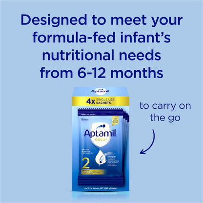 Aptamil Gold+ 2 Baby Follow-On Formula Powder Sachets From 6-12 Months 4 Pack 31.2g