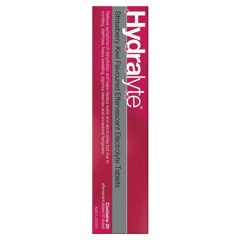 Hydralyte Electrolyte Effervescent Strawberry Kiwi 20 Tablets - Rehydrate and Revitalize