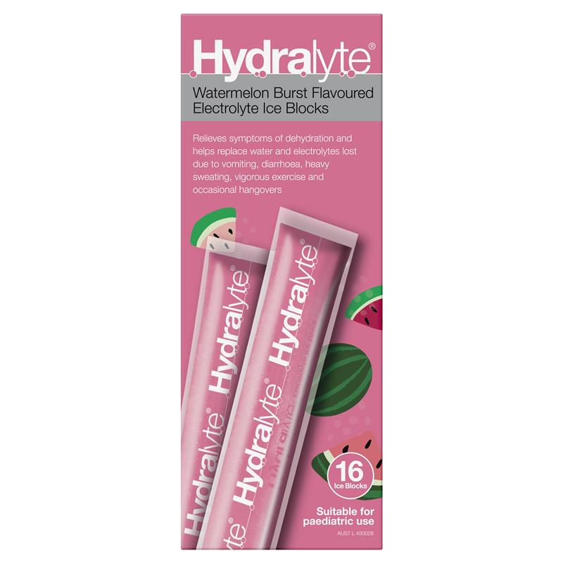 Hydralyte Electrolyte Ice Blocks - Watermelon (16 Pack)