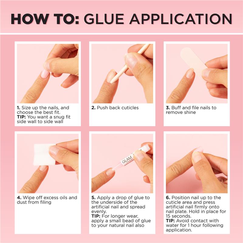 Glam By Manicare Press On Nails French Pink Medium Square French Kit