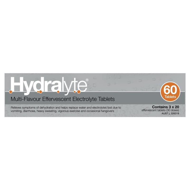 Hydralyte Electrolyte Effervescent Tablets - Multi-Flavour (60 Tablets)