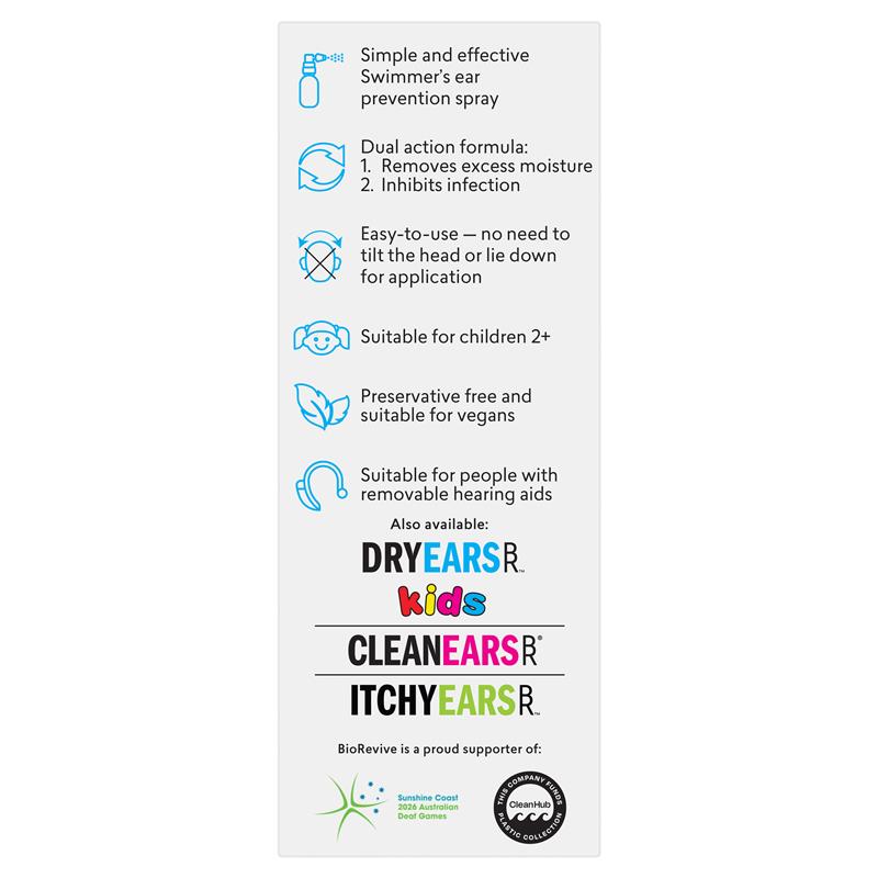 BioRevive Dry Ears Swimmers Ear Prevention Spray 30ml