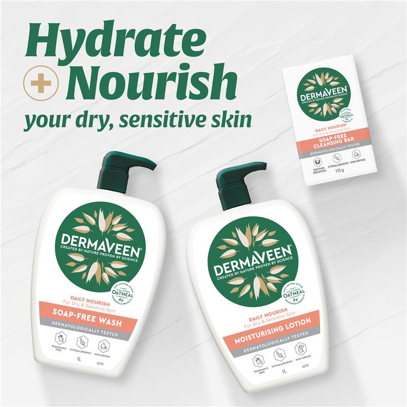 DermaVeen Daily Nourish Moisturising Lotion 1.25L Exclusive Size