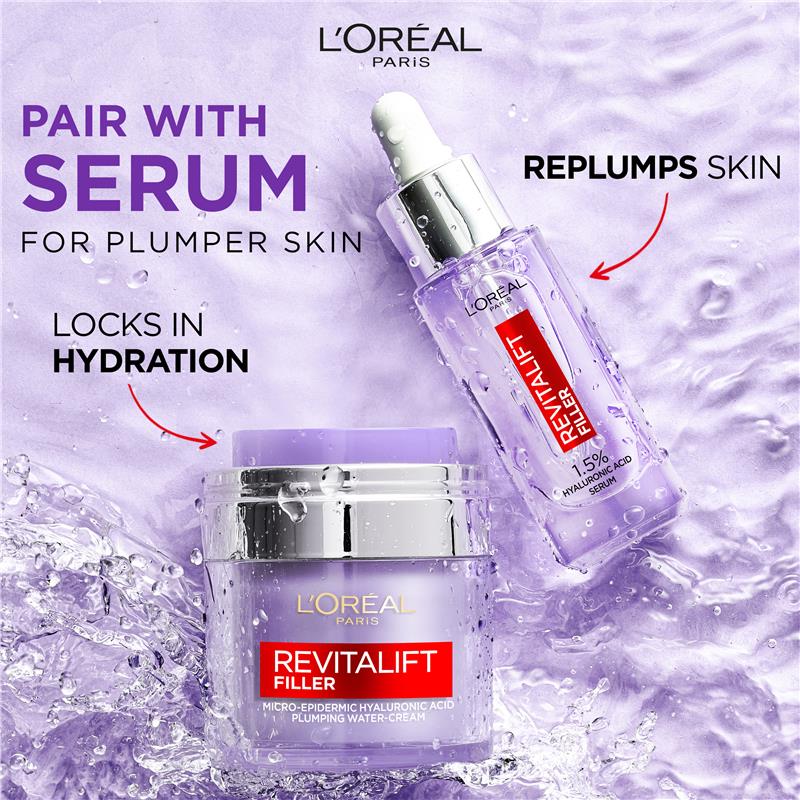 L'Oreal Paris Revitalift Filler Plumping Water Cream Hyaluronic Acid 50ml
