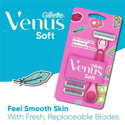 Gillette Simply Venus Hybrid Razor 4 Pack - Closer Shave with Less Nicks