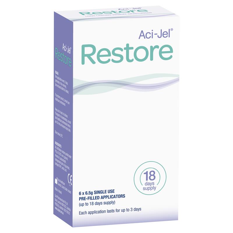Aci-Jel Restore 6x6.5g Single-Use Vaginal Moisturizer, 18 Day Supply