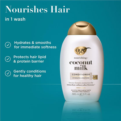 Ogx Nourishing + Hydrating Coconut Milk Conditioner For Dry Hair 385mL
