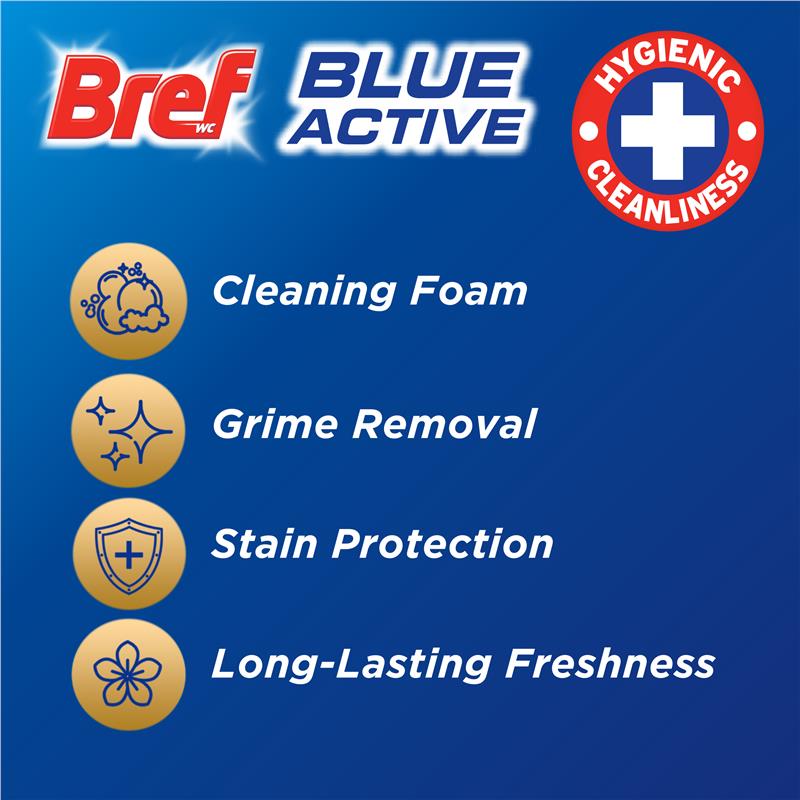 Bref Blue Active Eucalyptus Toilet Block 50g - Odour Stop Technology