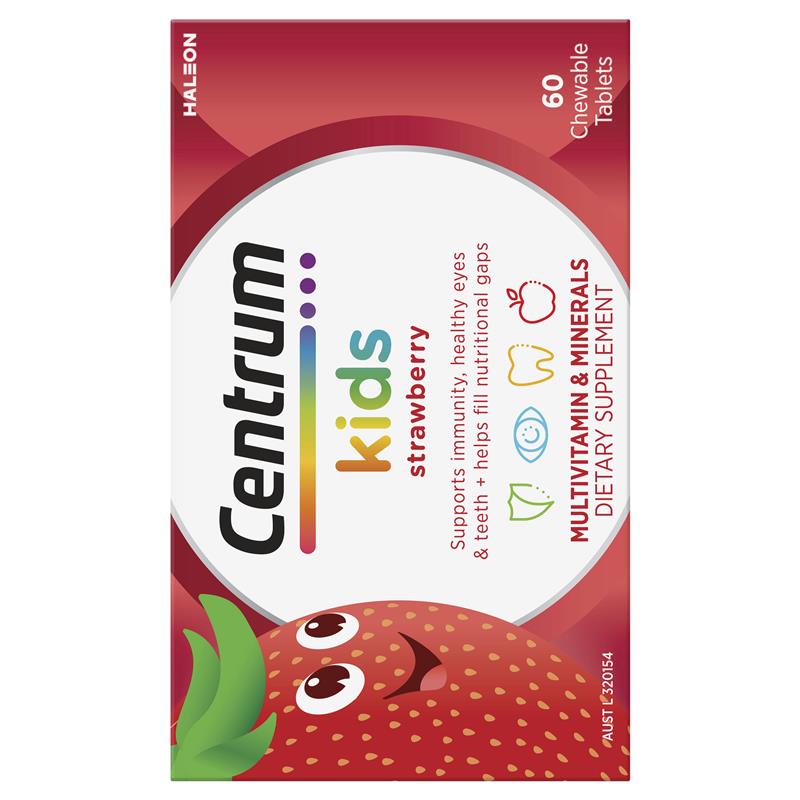 Centrum Kids Multi Vitamin 60 Strawberry Tablets