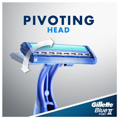 Gillette Blue II Pivot Plus Disposable Razors, 16-Pack, Chromium-Coated