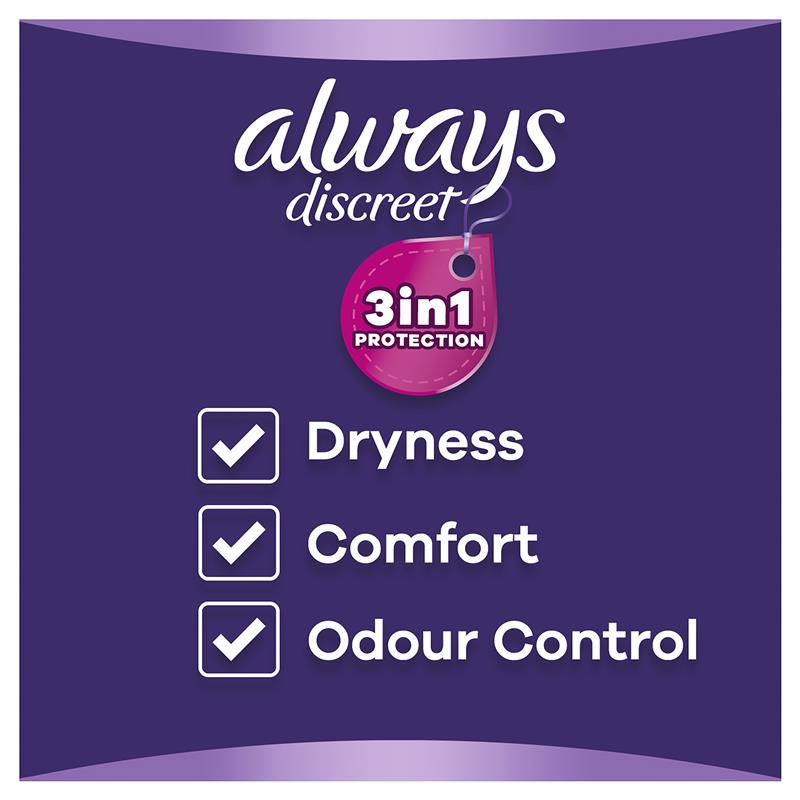 Always Discreet Level 5 Long Incontinence Pads, 8-Pads for Bladder Leaks
