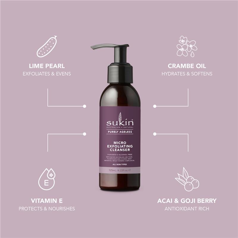 Sukin Purely Ageless Micro Exfoliating Cleanser Pump 125ml