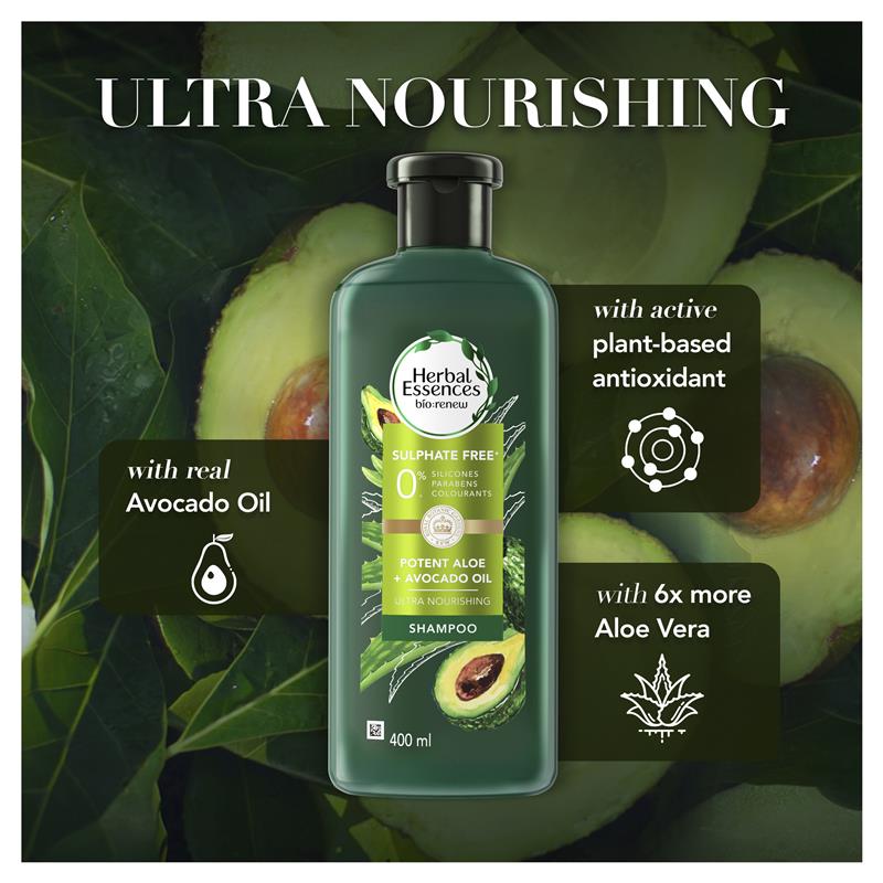 Herbal Essences Bio Renew Potent Aloe + Avocado Oil Shampoo 400ml