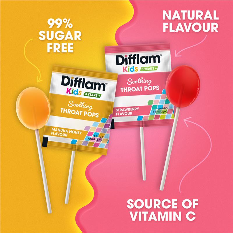 Difflam Soothing Throat Pops Strawberry 10 pack