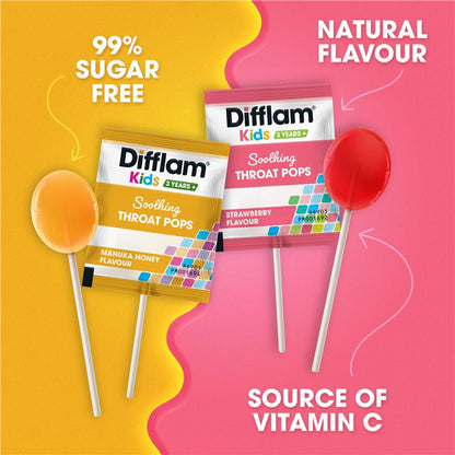 Difflam Soothing Throat Pops Strawberry 10 pack
