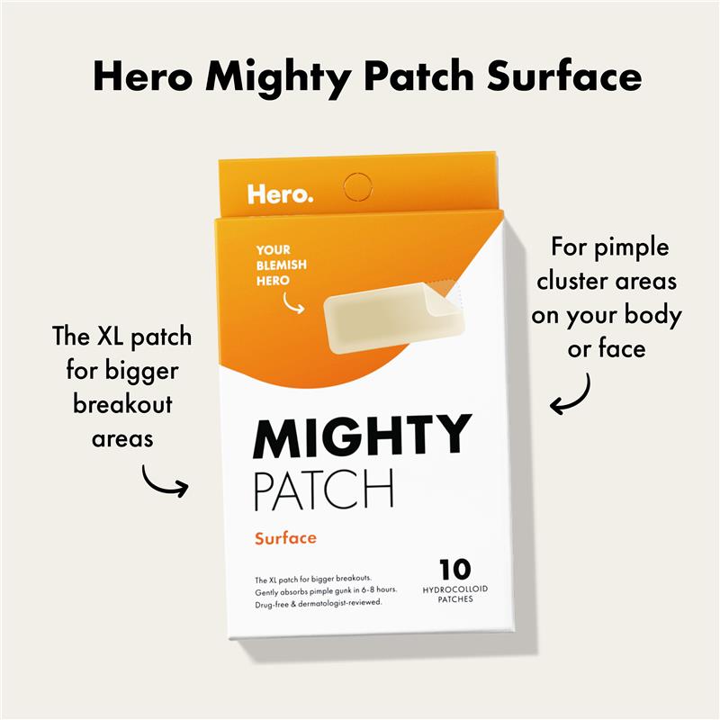 Hero Mighty Patch Surface 10 Pack - XL Pimple Patches for Breakouts