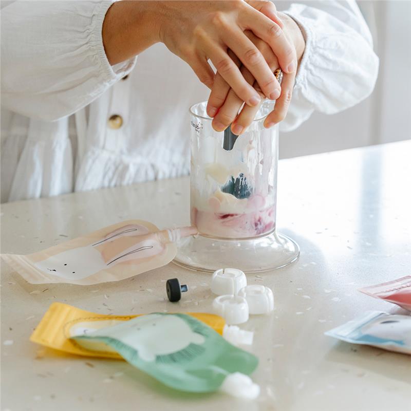 On The Go Food Pouch - Dusty Rose & Sand, 120ml Animal Print, 10 Pack