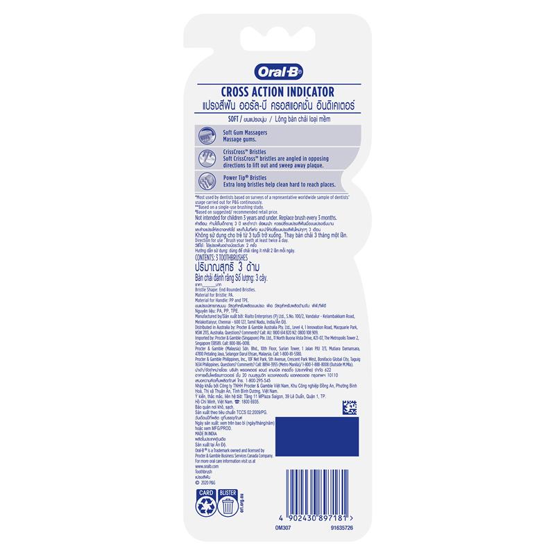 Oral-B Cross Action Indicator Toothbrush 3 Pack