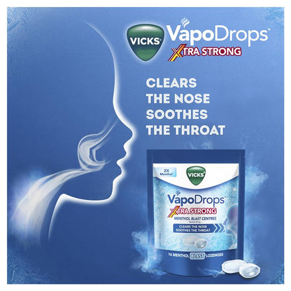 Vicks VapoDrops Xtra Strong Menthol Blast 16 Lozenges