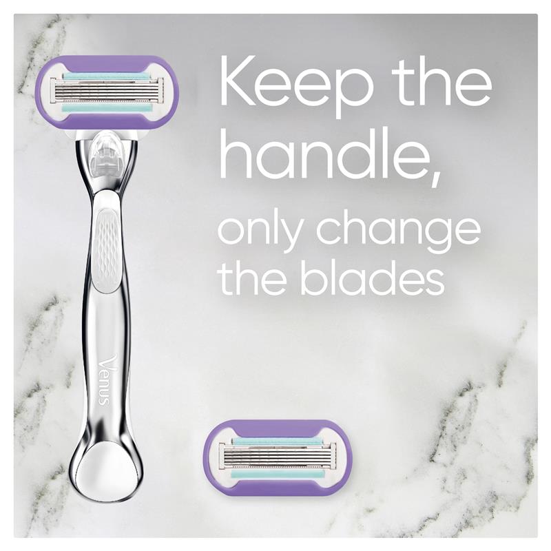 Gillette Venus Deluxe Smooth Platinum Razor + 2 Blade Refills - Women's Shaving Essentials