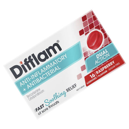 Difflam Sore Throat Sugar-Free Raspberry Lozenges - 16 Count