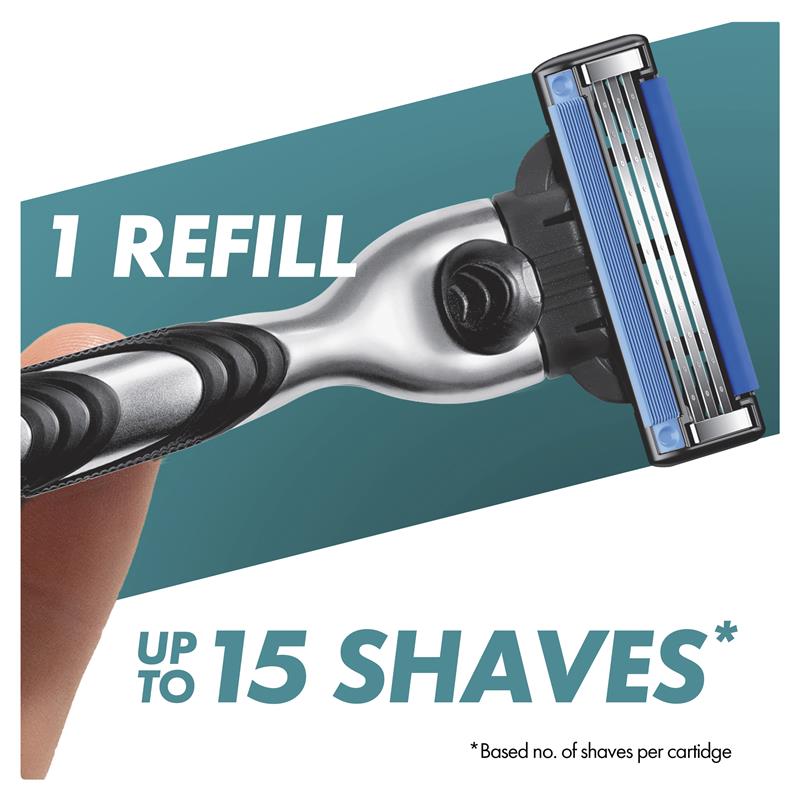 Gillette Mach3+ Razor Replacement Cartridges with 1 Handle & 6 Cartridges