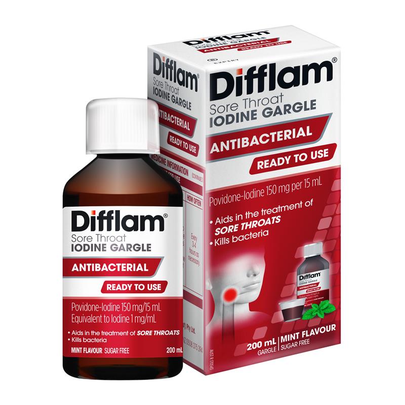 Difflam Plus Ready To Use Sore Throat Gargle - Mint Flavor 200ml