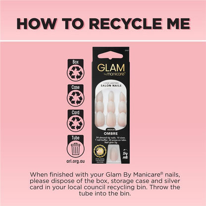 Glam By Manicare Press On Nails Ombre Medium Almond Fashion Kit