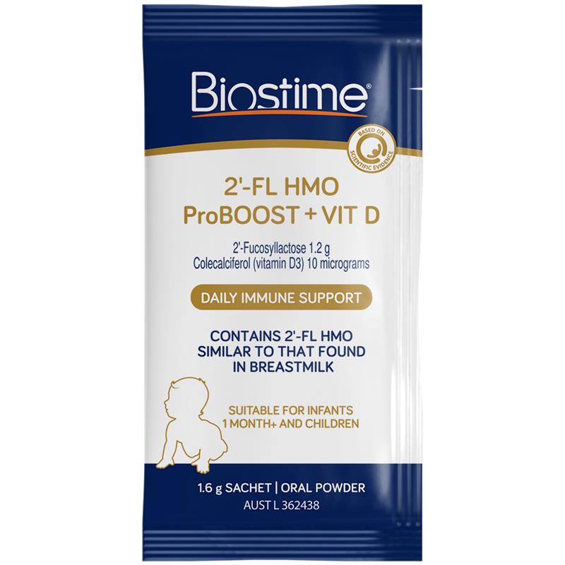 Biostime 2 FL HMO ProBOOST + VIT D 28 x 1.6g Sachets - Immune Support for Growing Kids