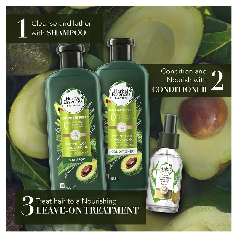 Herbal Essences Bio Renew Potent Aloe + Avocado Oil Shampoo 400ml